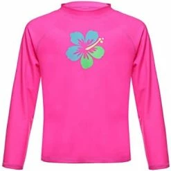 Best Pirce 🧨 Dayu 👧 Girls' Flower Long Sleeve Rashguard Neon Pink ❤️