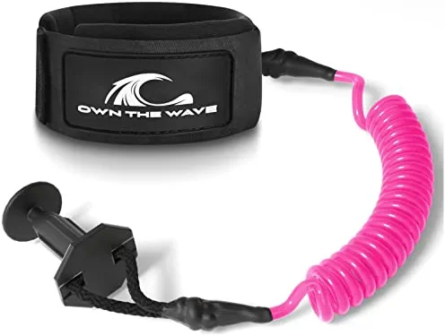 Deals π Own The Wave Bodyboard Leash - Coiled Wrist Surf Leash Premium Coil Lightweight Body Board Leash With Plug Bright Pink π - Image 2