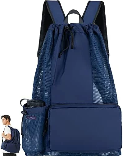 Wholesale π Mesh Swim Bag, Swimming Bags For Swimmers, Large Beach π Backpack, Mens Beach Bag π Backpack, Durable Mesh Bag For Swimming Gear Black π - Image 2