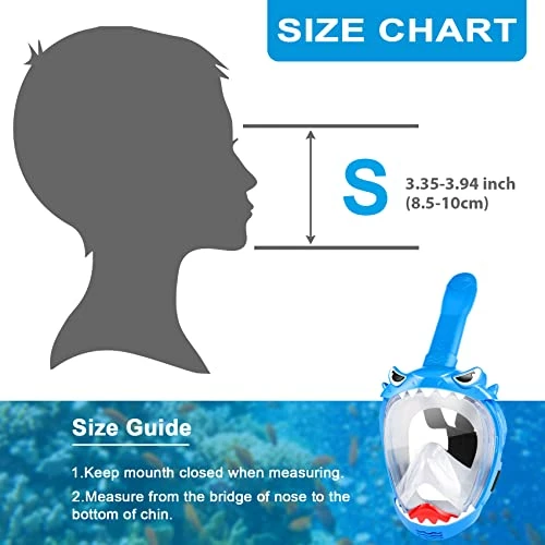 Buy 👍 Full Face Snorkel Mask For Kids, Kids Snorkeling Set 180 Degree Panoramic View, Safe Anti-Leak Anti-Fog, Foldable Dry Top Snorkeling Gear For Kids Adult G 😀 - Image 3