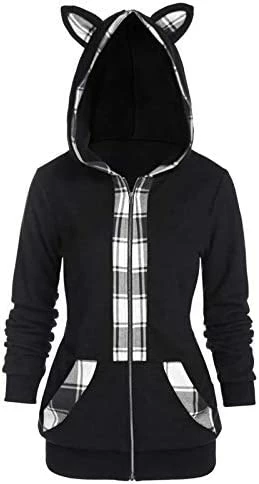 Deals ๐งจ Zip Up Hoodie For ๐ฉ Women Punk Gothic Clothes Vintage Sweatshirt Long Sleeve Black Tops Fall Loose Fit Cardigan ๐งฅ Coat 7-black โ๏ธ - Image 13