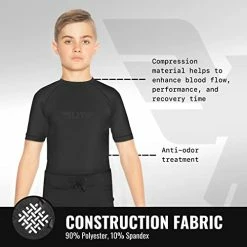 Cheap 💯 Elite Sports Rash Guards For Boys And 👧 Girls, Short Sleeve Compression BJJ Kids And Youth Rash Guard Green 💯