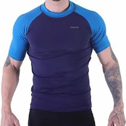 Wholesale 🔔 Men's Diving Rash Guard Swim 👕 Shirt Loose Fit Athletic Undershirt Quick Dry 🏄 Surfing Tops UPF 50+ Sapphire ✔️
