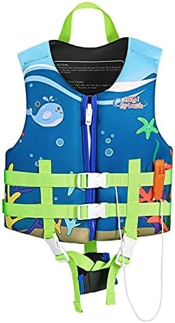 Best Pirce 🤩 Life Jacket For Kids, Child Size Watersports Swim Vest Flotation Device Trainer Vest With Survival Whistle, Easy On And Off, Suitable For 35-55 Lbs(Size M)/ 55-77 Lbs(Size L) Red + White Stri ⌛ - Image 7
