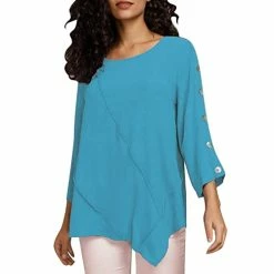 Buy ✨ Summer Tops For 👩 Women Plus Size Solid Basic Ruffle Short Sleeve Dolman T 👕 Shirts Loose V Neck Side Shirring Tee Blouses Zfucnk-a12-3-light Blue 💯