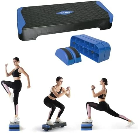 Buy π Multifunctional Aerobic Stepper, Extra Half Round Legs, 4'' 6'' Adjustable Step Aerobics Platform For Workout, Step & Balance Exercise B. Dark Blu β¨ - Image 2