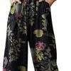 Outlet ✔️ Hmazy 👩 Women Baggy Overalls,Landscape Floral Printed Suspender Jumpsuit Wide Leg Bib Pants Rompers Overalls With Pockets Black ❤️