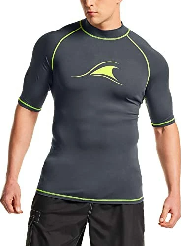 Best Pirce 🌟 TSLA Men's Rash Guard Swim 👚 Shirts, UPF 50+ Quick Dry Mid/Short Sleeve Swimming 👚 Shirt, UV/SPF Water Surf 👚 Shirts Swim Mid Sleeve Red & Black 🌟 - Image 15
