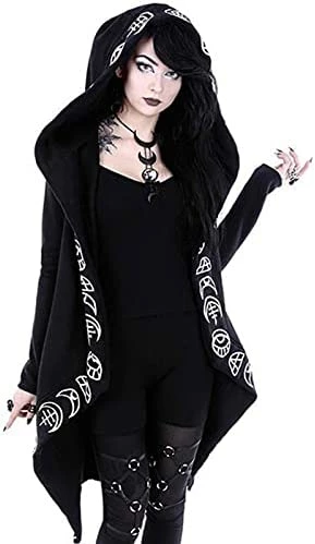 Deals ๐งจ Zip Up Hoodie For ๐ฉ Women Punk Gothic Clothes Vintage Sweatshirt Long Sleeve Black Tops Fall Loose Fit Cardigan ๐งฅ Coat 7-black โ๏ธ - Image 7