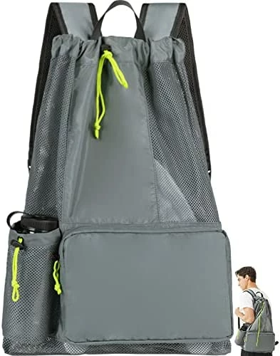 Wholesale π Mesh Swim Bag, Swimming Bags For Swimmers, Large Beach π Backpack, Mens Beach Bag π Backpack, Durable Mesh Bag For Swimming Gear Black π - Image 3