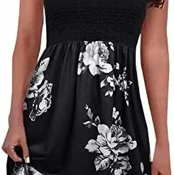 Cheapest 🎁 Casual ☀️ Summer 👗 Dress For 👩 Women,Beach Sleeveless Off Shoulder Bohemian 👗 Dress Sexy Tube Top Swing Flowy Mini 👗 Dress Navy ☀️ Summer 👗 Dress 00 ⭐