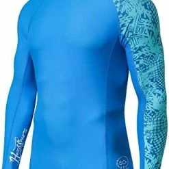 Buy 🎉 HUGE SPORTS Men's Splice UV Sun Protection UPF 50+ Skins Rash Guard Long Sleeves Sea Forest ✨