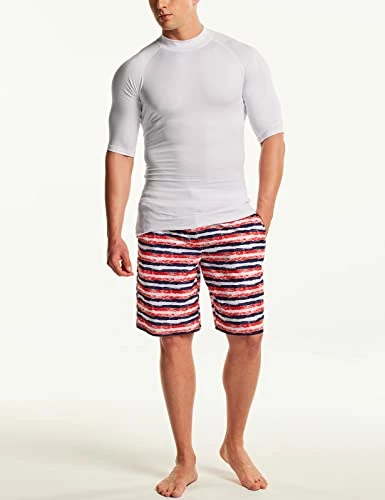 Best Pirce 🌟 TSLA Men's Rash Guard Swim 👚 Shirts, UPF 50+ Quick Dry Mid/Short Sleeve Swimming 👚 Shirt, UV/SPF Water Surf 👚 Shirts Swim Mid Sleeve Red & Black 🌟 - Image 3