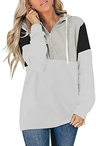 Coupon π SNKSDGM π© Women's Long Sleeve 1/4 Zipper Sweatshirts Casual Warm Lapel Zip Up Loose Pullover Tunic Tops With Pockets Activewear Qc1- Ze6-wine π₯ - Image 14