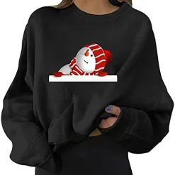 Best deal 😍 Merry 🎁 Christmas Sweatshirt For 👩 Women Girl Teen, Oversized Funny Xmas Snowflake Sweatshirts Casual Loose Pullover Blouses Tops Orange 🔔