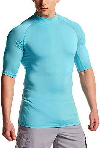 Best Pirce 🌟 TSLA Men's Rash Guard Swim 👚 Shirts, UPF 50+ Quick Dry Mid/Short Sleeve Swimming 👚 Shirt, UV/SPF Water Surf 👚 Shirts Swim Mid Sleeve Red & Black 🌟 - Image 6