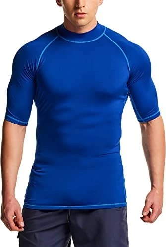 Best Pirce 🌟 TSLA Men's Rash Guard Swim 👚 Shirts, UPF 50+ Quick Dry Mid/Short Sleeve Swimming 👚 Shirt, UV/SPF Water Surf 👚 Shirts Swim Mid Sleeve Red & Black 🌟 - Image 11