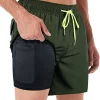 Wholesale 🎁 AGOBUHE Mens Swim Trunks Swim Shorts With Compression Liner Quick Dry Swim Shorts With Mesh Lining Pockets Blue 🔔