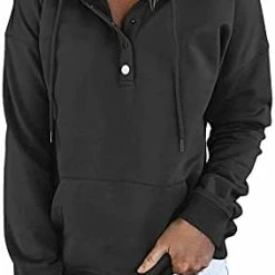 Best reviews of 🧨 Hoodies For 👩 Women Tie Dye Button Down Sweatshirts Drawtsring Pullovers Oversized Hooed 👚 Shirts Tops With Pockets Gf1- Zd9-black 🎁