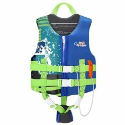 Best Pirce 🤩 Life Jacket For Kids, Child Size Watersports Swim Vest Flotation Device Trainer Vest With Survival Whistle, Easy On And Off, Suitable For 35-55 Lbs(Size M)/ 55-77 Lbs(Size L) Red + White Stri ⌛