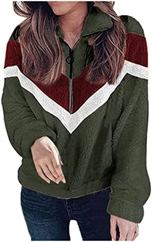 Coupon π SNKSDGM π© Women's Long Sleeve 1/4 Zipper Sweatshirts Casual Warm Lapel Zip Up Loose Pullover Tunic Tops With Pockets Activewear Qc1- Ze6-wine π₯ - Image 10
