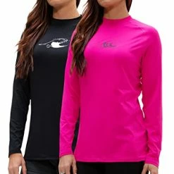 Promo 👏 DEVOPS 👩 Women's UPF 50+ Rash Guard Long Sleeve, Beach Surf Swim 👕 Shirts, UV/Sun Protection #1 Slim Fit (navy+charcoal(pink)/aqua(aqua)) ⌛
