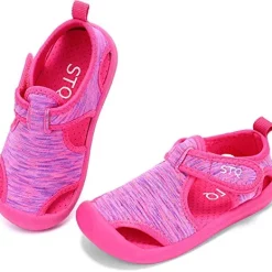 Hot Sale ๐ STQ Boys ๐ง Girls Water ๐ Shoes Quick-Dry Slip On Beach Swim Pool ๐ฉด Sandals(Toddler/Little Kid) 1-multi Pink โญ