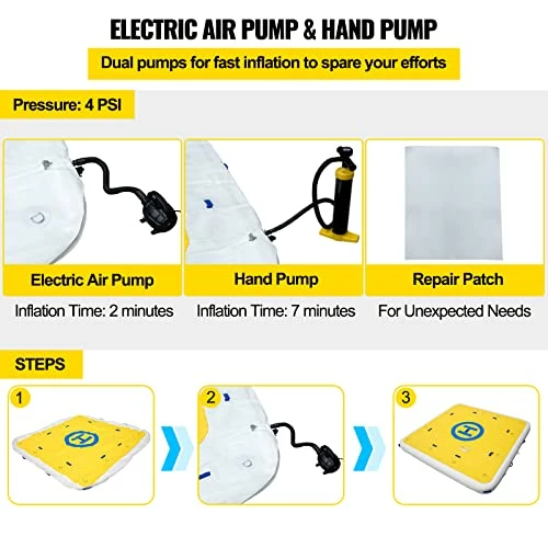 New ๐ Inflatable Dock Floating Platform, 2-4 Person Capacity, 6 Inches Thick, Swim Dock With Hand Pump, Electric Air Pump & Storage Bag, Drop Stitch PVC Non-Slip Raft For Pool Beach Ocean ๐ - Image 5