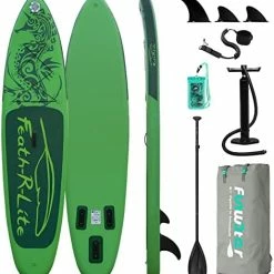 Budget 🎁 Inflatable Stand Up Paddle Board 10'5''/ 11'6'' Ultra-Light SUP With Inflatable Paddleboard Accessories,Fins,Adjustable Paddle, Pump,Backpack, Leash, Waterproof Phone Bag White-blue 💯
