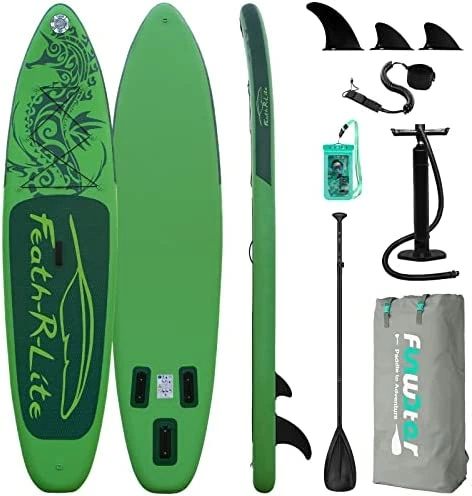 Budget 🎁 Inflatable Stand Up Paddle Board 10'5''/ 11'6'' Ultra-Light SUP With Inflatable Paddleboard Accessories,Fins,Adjustable Paddle, Pump,Backpack, Leash, Waterproof Phone Bag White-blue 💯