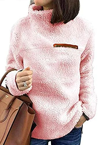 Coupon π SNKSDGM π© Women's Long Sleeve 1/4 Zipper Sweatshirts Casual Warm Lapel Zip Up Loose Pullover Tunic Tops With Pockets Activewear Qc1- Ze6-wine π₯ - Image 8