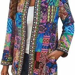 Best Pirce 👏 Women's Cute Daisy Printed Long Sleeve Button Down Crew Neck Sweater Open Front Knit Cardigan Loose 🧥 Coat Outerwear Zxhyfd-a07-1-black 🎁