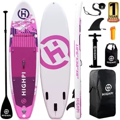 Best deal 😀 Inflatable Stand Up Paddle Board 10'6''/11' Premium SUP W Accessories & 🎒 Backpack, Wide Stance, Surf Control, Non-Slip Deck, Leash, Paddle And Pump, Standing Boat For Youth & Adult Modern Purple 🎉
