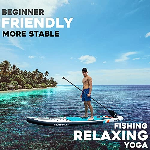 Best Sale ✨ 11' Foot Inflatable SUP Stand Up Paddle Board(32" Wide, 6" Thick) Durable With Adjustable Paddle, 🎒 Backpack, Pump And Leash Lake Blue 🔥 - Image 5