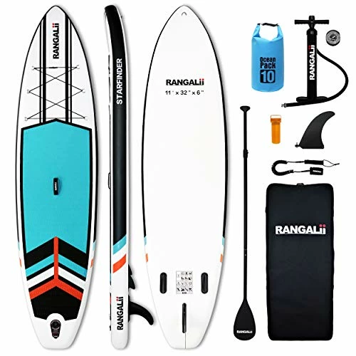Best Sale ✨ 11' Foot Inflatable SUP Stand Up Paddle Board(32" Wide, 6" Thick) Durable With Adjustable Paddle, 🎒 Backpack, Pump And Leash Lake Blue 🔥