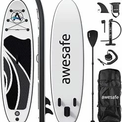 Flash Sale 😉 Inflatable Stand Up Paddle Board 10'x32''x6'' SUP With ISUP Accessories 🎒 Backpack, Fin, Paddle, Double Action Pump, Leash, Waterproof Bag For Youth & Adult Red ⭐