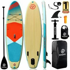 Best deal ❤️ Inflatable Stand Up Paddle Board 11'x33''x6''W Premium SUP Accessories, 🎒 Backpack, Wide Stance, Surf Control, Non-Slip Deck, Leash, Paddle And Pump, Classic Wood 🛒