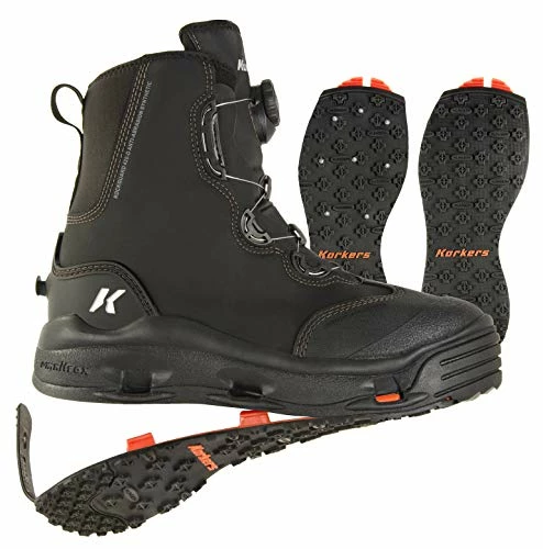 Wholesale π― Korkers Devil's Canyon Wading π₯Ύ Boots - Athletic And Glove-like Fit - Includes Interchangeable Kling-On & Studded Kling-On Soles Black β