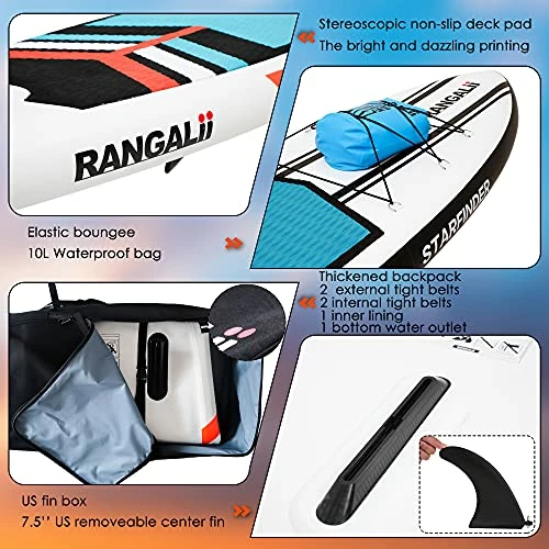 Best Sale ✨ 11' Foot Inflatable SUP Stand Up Paddle Board(32" Wide, 6" Thick) Durable With Adjustable Paddle, 🎒 Backpack, Pump And Leash Lake Blue 🔥 - Image 4