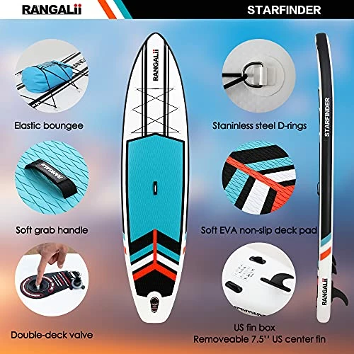 Best Sale ✨ 11' Foot Inflatable SUP Stand Up Paddle Board(32" Wide, 6" Thick) Durable With Adjustable Paddle, 🎒 Backpack, Pump And Leash Lake Blue 🔥 - Image 2