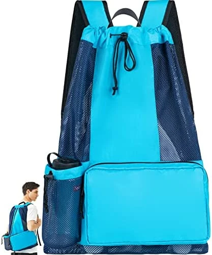 Wholesale π Mesh Swim Bag, Swimming Bags For Swimmers, Large Beach π Backpack, Mens Beach Bag π Backpack, Durable Mesh Bag For Swimming Gear Black π - Image 4