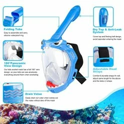 Buy 👍 Full Face Snorkel Mask For Kids, Kids Snorkeling Set 180 Degree Panoramic View, Safe Anti-Leak Anti-Fog, Foldable Dry Top Snorkeling Gear For Kids Adult G 😀