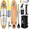 Coupon 👏 Inflatable Stand Up Paddle Board, 10'6''/11' SUP W/Accessories 🎒 Backpack, Adj Paddle, Double Action Pump, Waterproof Bag, Leash, Non-Slip Deck Beginner/Intermediate ISUP For Adults & Youth 🥰
