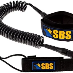 Best Sale 👏 10' Coiled SUP Leash - Guaranteed For Life - Premium Design For Flat & Open Water Stand Up Paddle Board Black 🎉