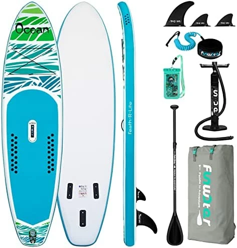Budget 🎁 Inflatable Stand Up Paddle Board 10'5''/ 11'6'' Ultra-Light SUP With Inflatable Paddleboard Accessories,Fins,Adjustable Paddle, Pump,Backpack, Leash, Waterproof Phone Bag White-blue 💯 - Image 2