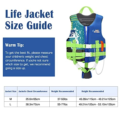 Best Pirce 🤩 Life Jacket For Kids, Child Size Watersports Swim Vest Flotation Device Trainer Vest With Survival Whistle, Easy On And Off, Suitable For 35-55 Lbs(Size M)/ 55-77 Lbs(Size L) Red + White Stri ⌛ - Image 4