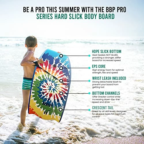 Cheapest π Back Bay Play BBP Pro Series Body Board - 33" To 41" Lightweight EPS Core Body Boards, Boogie Boards For Beach Kids, Bodyboard For π Surfing Kids And Adults Boogie Board Neon Blue π - Image 2