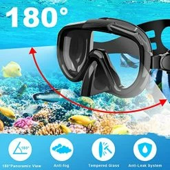 Flash Sale 💯 Dry Top Snorkeling Gear For Adults, Panoramic Anti-Leak And Anti-Fog Tempered Glass Lens, Adults Adjustable Snorkeling Set, Scuba Diving Swimming Training Snorkel Kit With Mesh Bag B 🎉