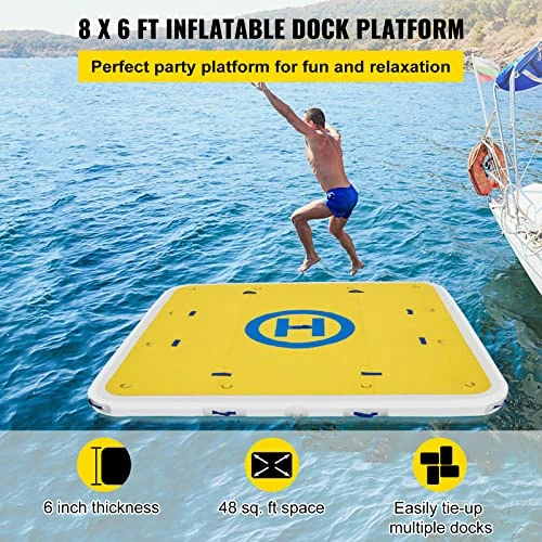 New ๐ Inflatable Dock Floating Platform, 2-4 Person Capacity, 6 Inches Thick, Swim Dock With Hand Pump, Electric Air Pump & Storage Bag, Drop Stitch PVC Non-Slip Raft For Pool Beach Ocean ๐ - Image 2